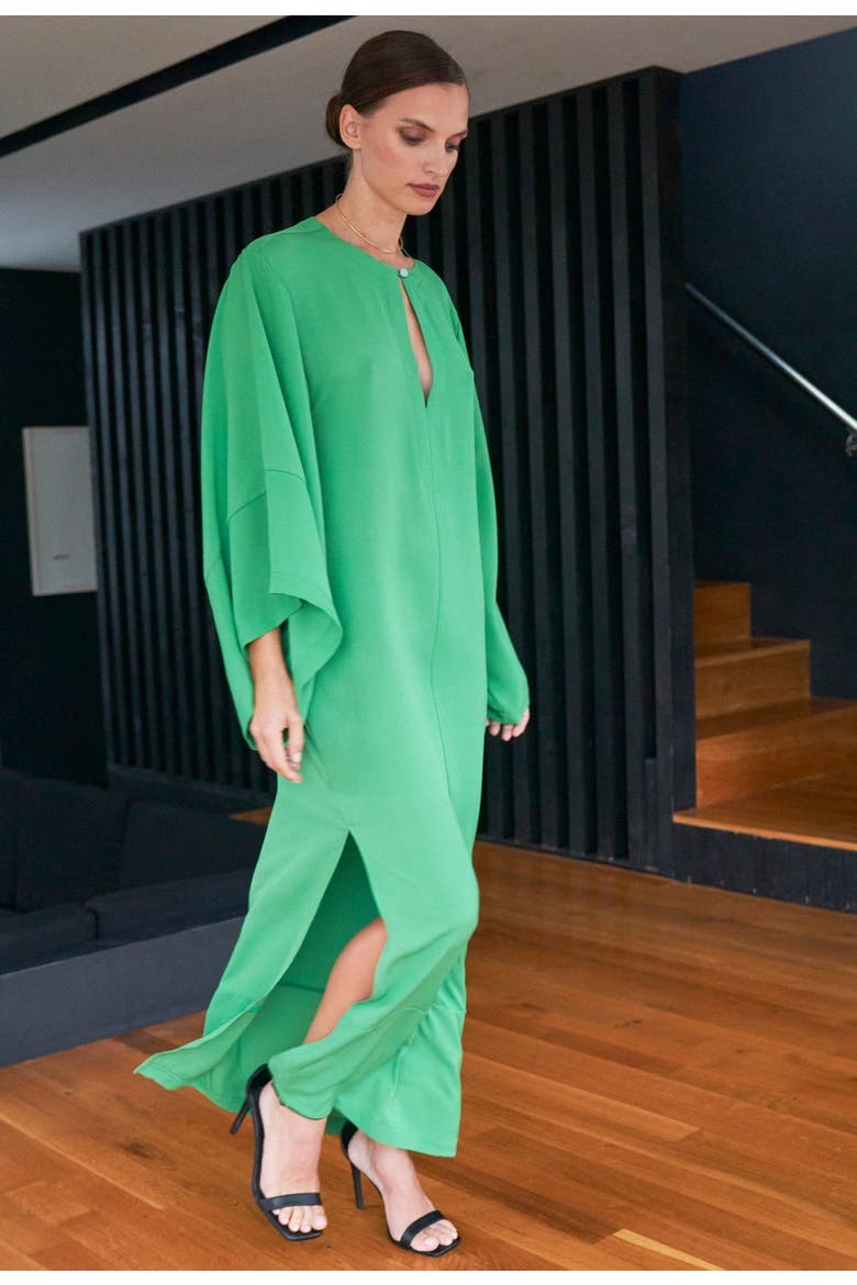 Wide Sleeve Silk Tunic Dress, Alternate, color, Green