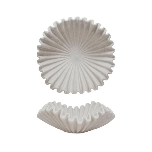 Storied Home Chic Ruffle Stone-Finish Bowl, Cream at Nordstrom