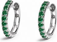 ZARUX Green Emerald Bold Diamond Huggies