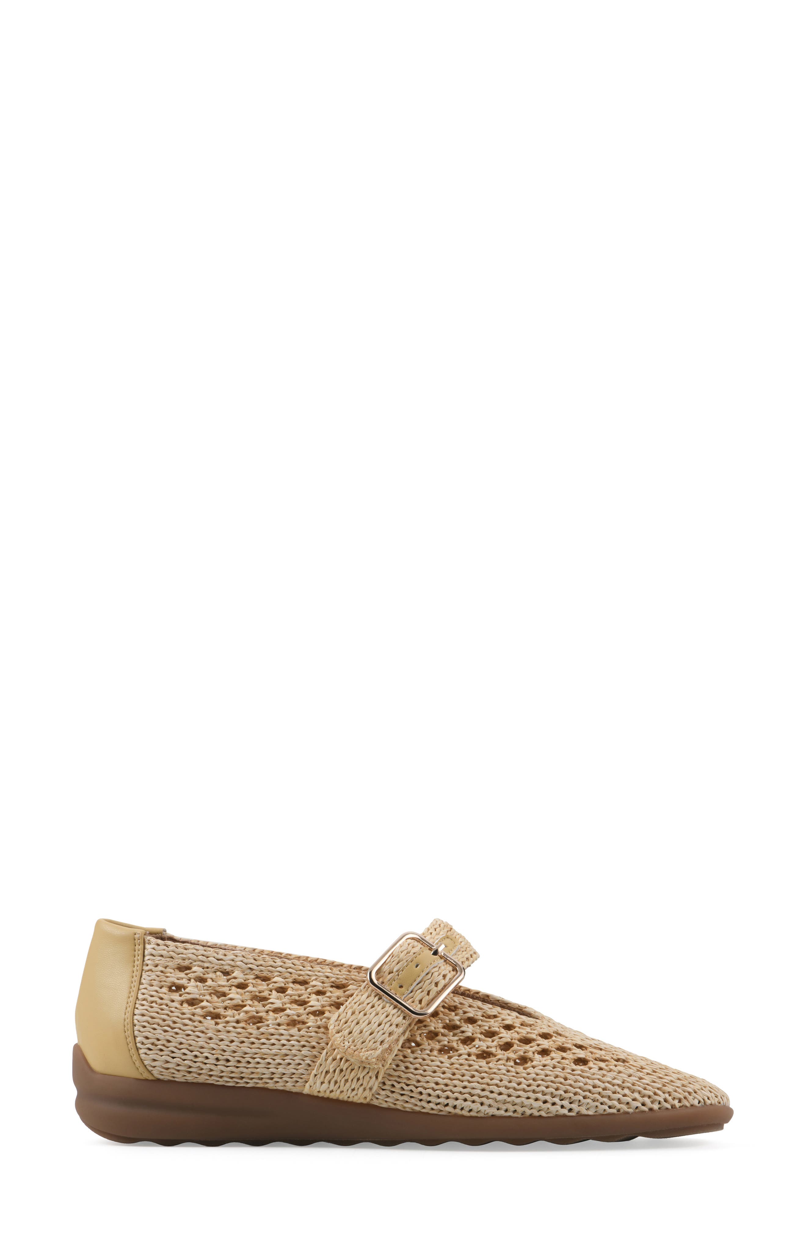 Cordette Woven Mary Jane Flat, Alternate, color, YELLOW/ FABRIC