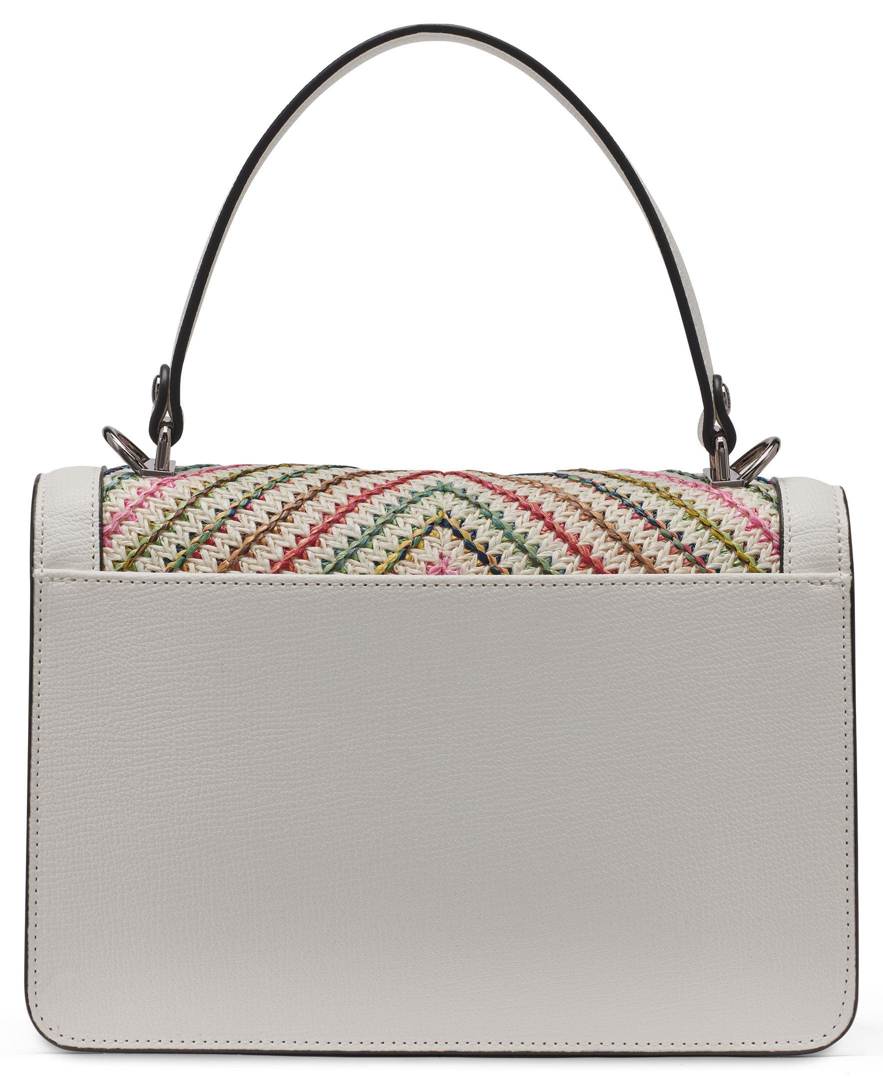 KARL LAGERFELD PARIS Simone Chevron Raffia Satchel, Alternate, color, Multi Combo