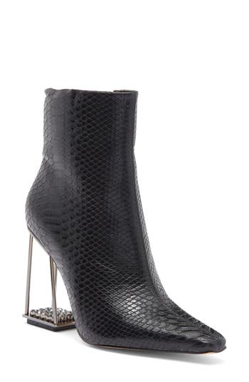 Ashley Kahen Glam Snakeskin Embossed Boot In Black