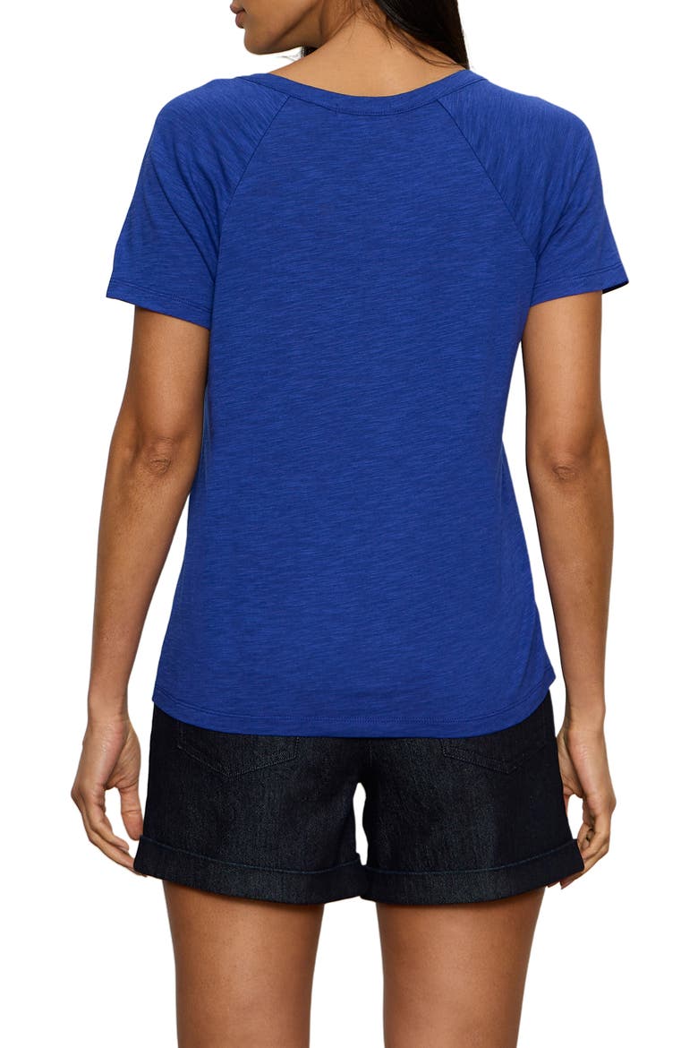 Notch V-Neck Cotton Blend T-Shirt, Alternate, color, LUMINOUS BLUE