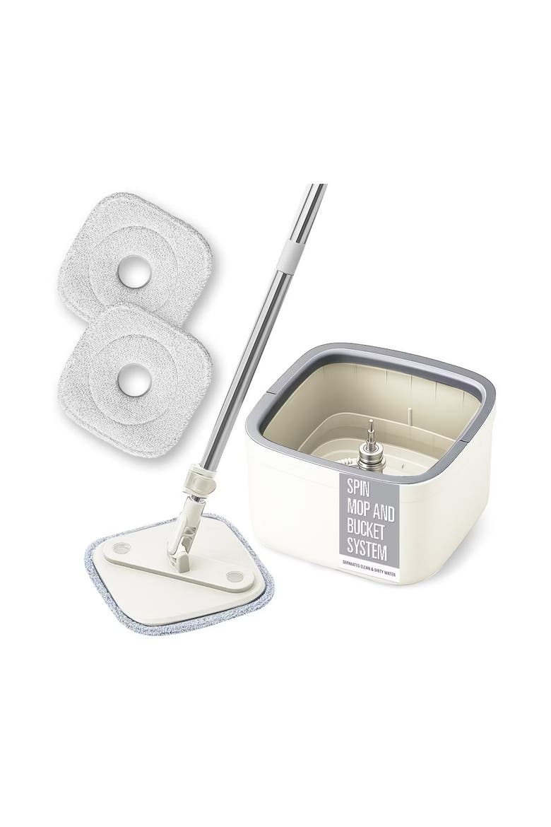 Rotating Stainless Steel Spin Mop with Separation Bucket, Main, color, White