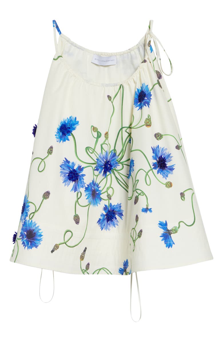 Stella McCartney Embellished Floral Print A-Line Halter Top, Main, color, Cornflower