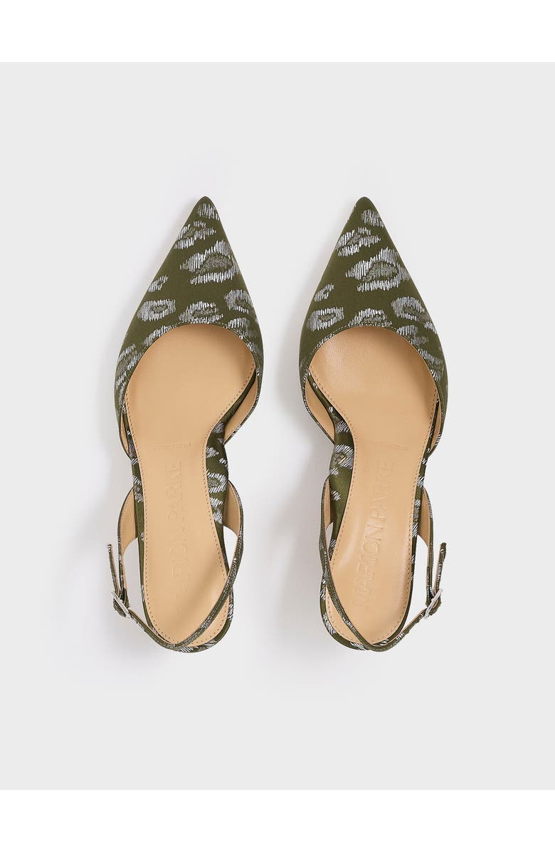 MARION PARKE Classic Slingback 45 | Silk, Alternate, color, Green Leopard