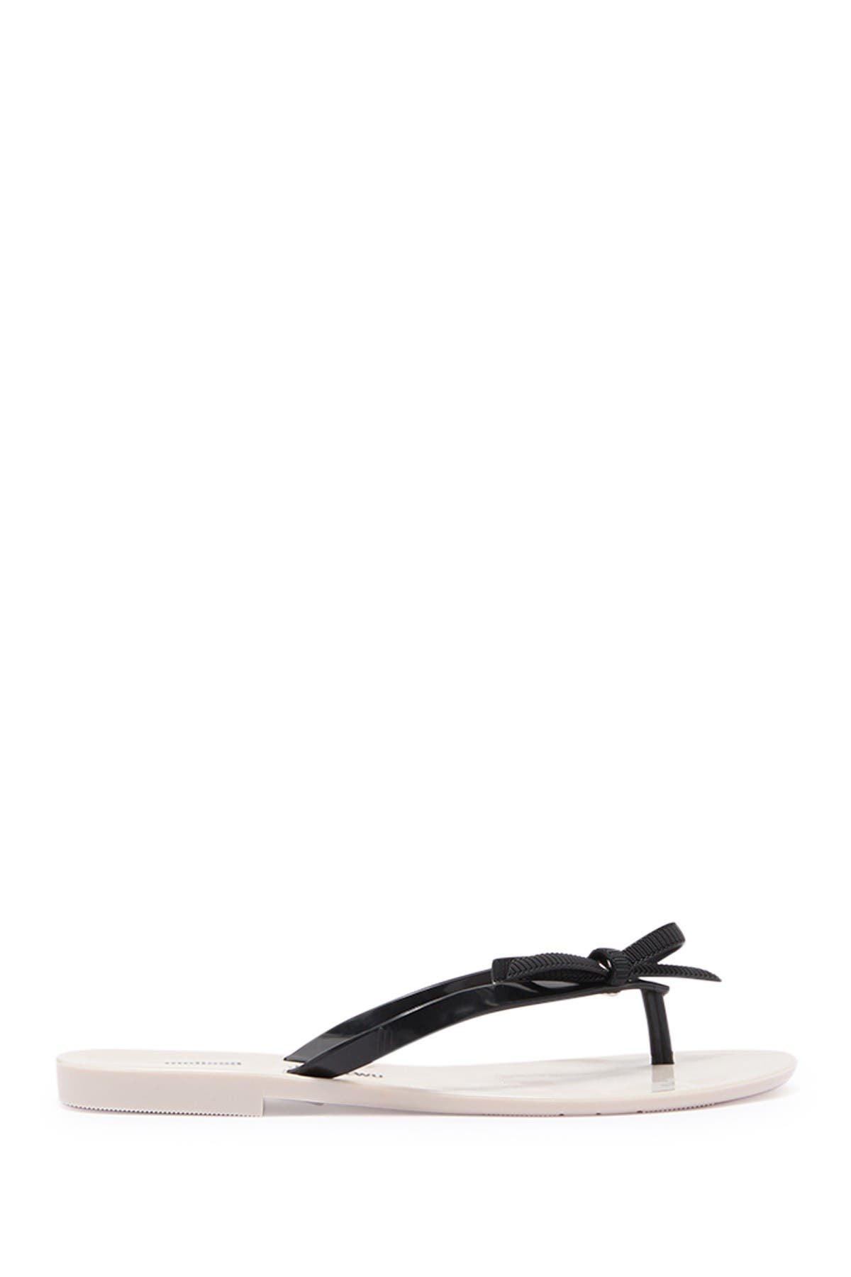 Harmonic Bow Jelly Flip Flop, Alternate, color, BEIGE/BLACK