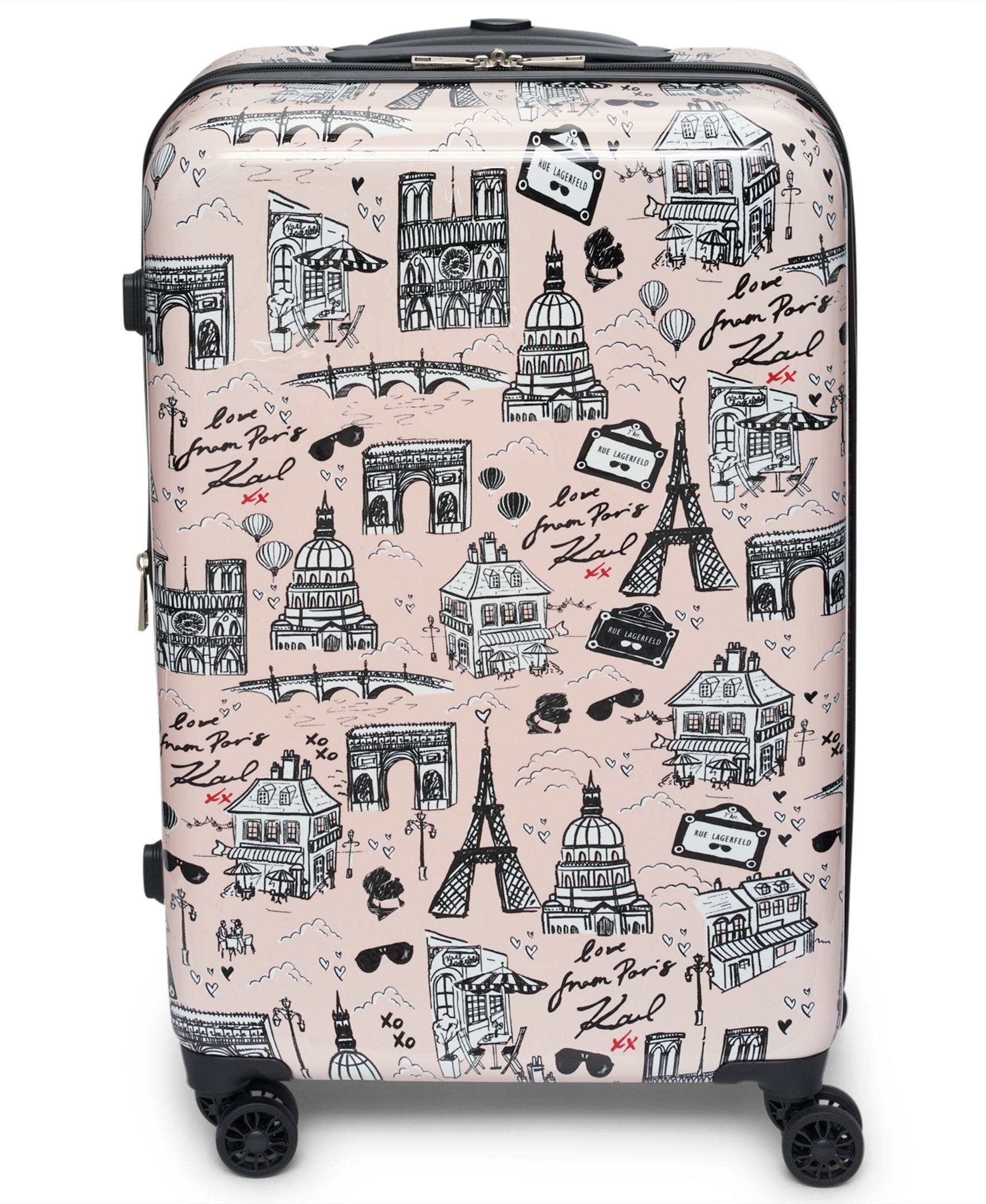 KARL LAGERFELD Karl in Paris Upright Suitcase, Main, color, Pink/Black