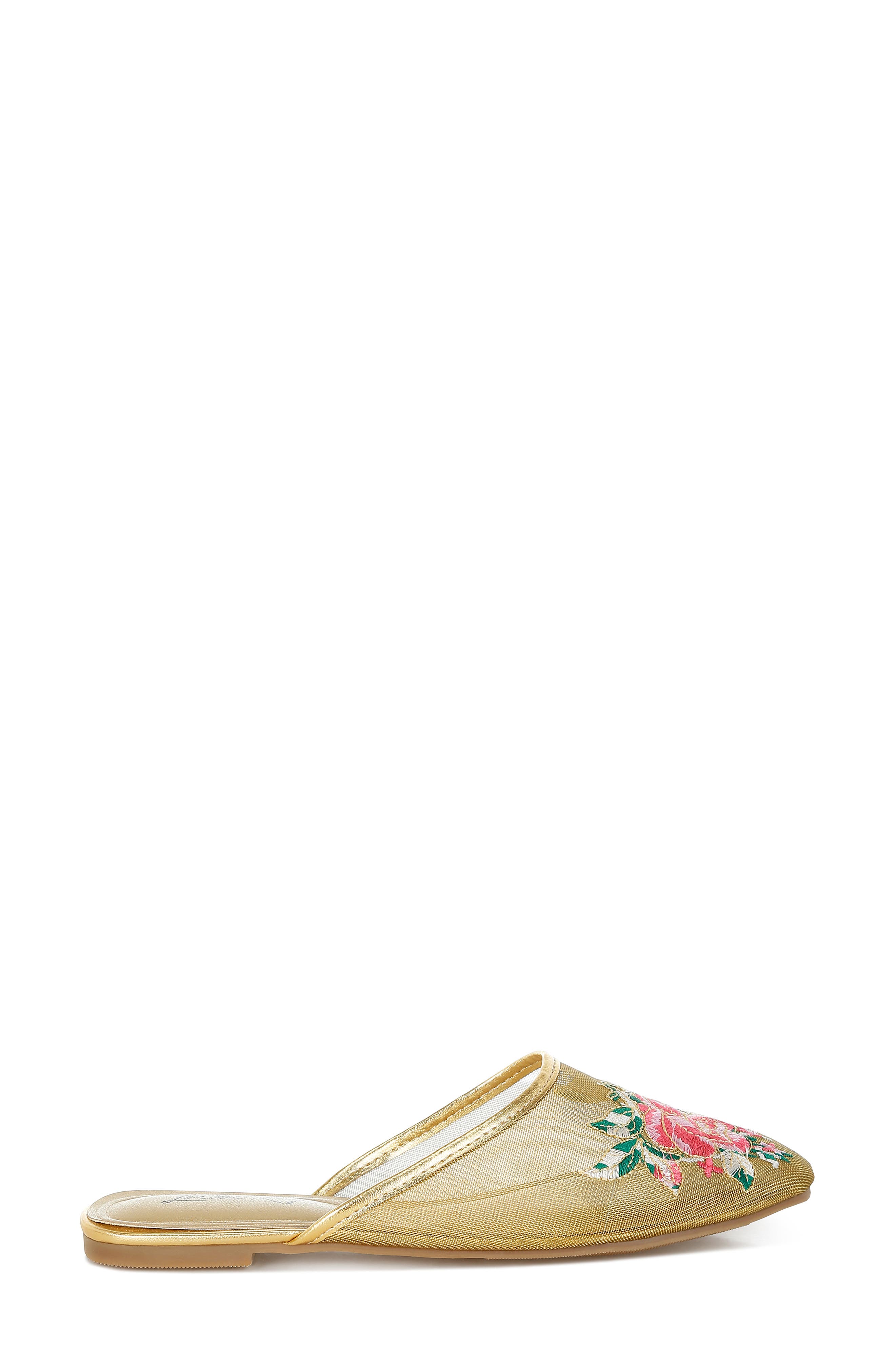 Shara Embroidered Mesh Mule, Alternate, color, GOLD