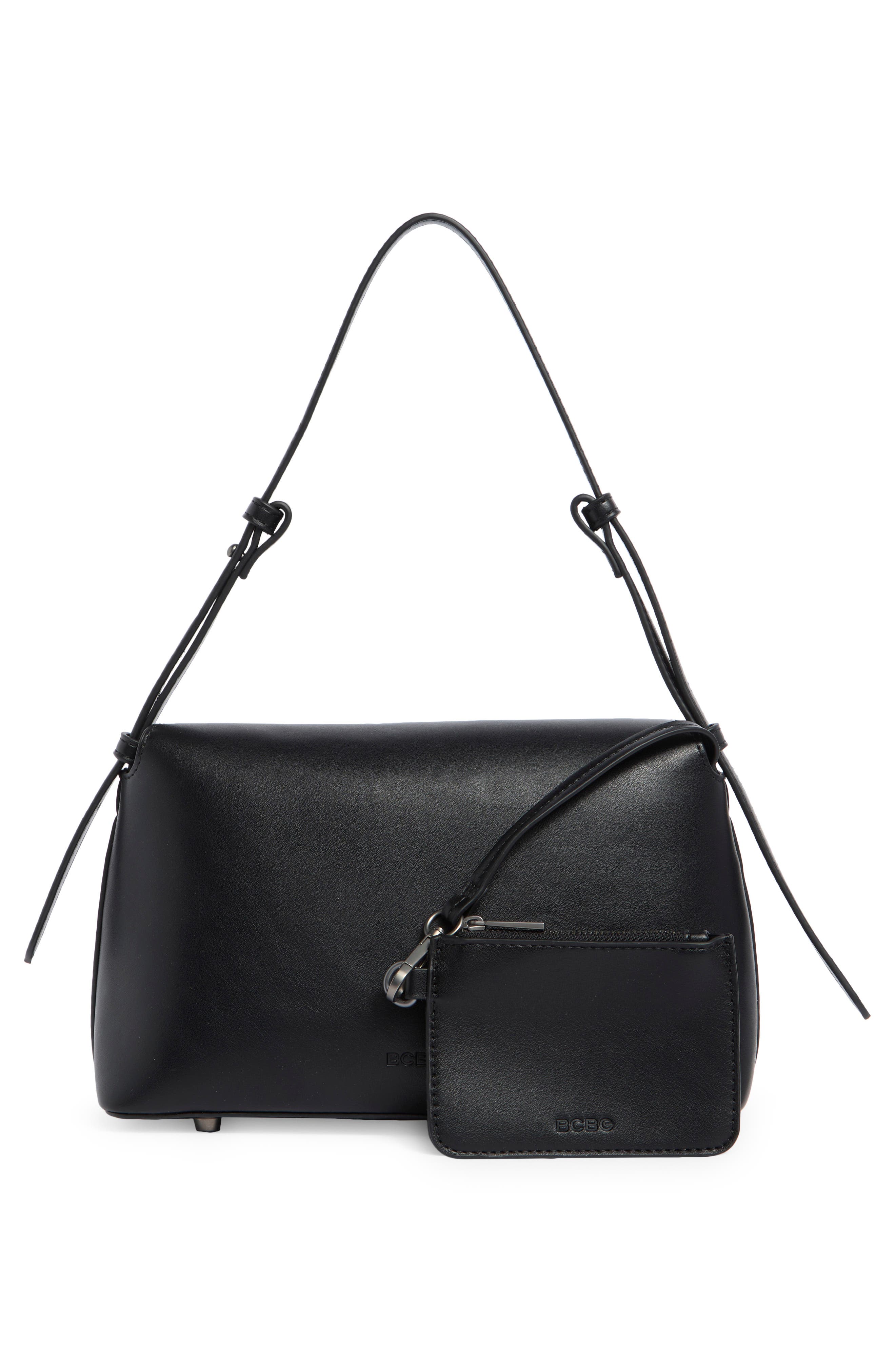 BCBG Overlap Flap Shoulder Bag, Alternate, color, Black