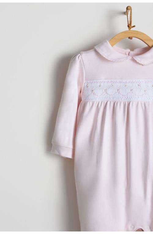 Babycottons Smock Pima Footed Playsuit In Pink