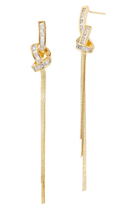 Knotted Cubic Zirconia Drop Earrings