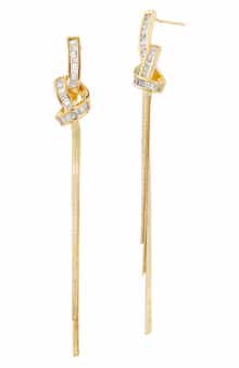 SAVVY CIE JEWELS Knotted Cubic Zirconia Drop Earrings