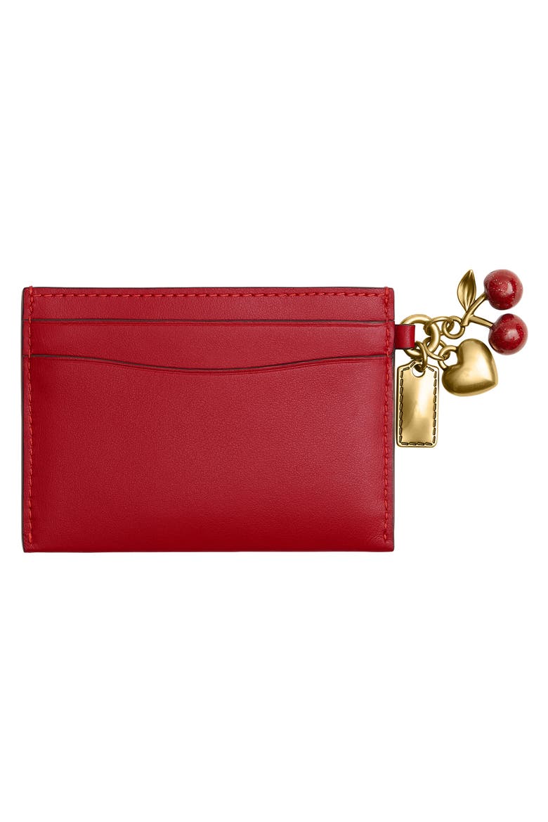 Essential Leather Card Case with Charms, Alternate, color, B4/ POPPY