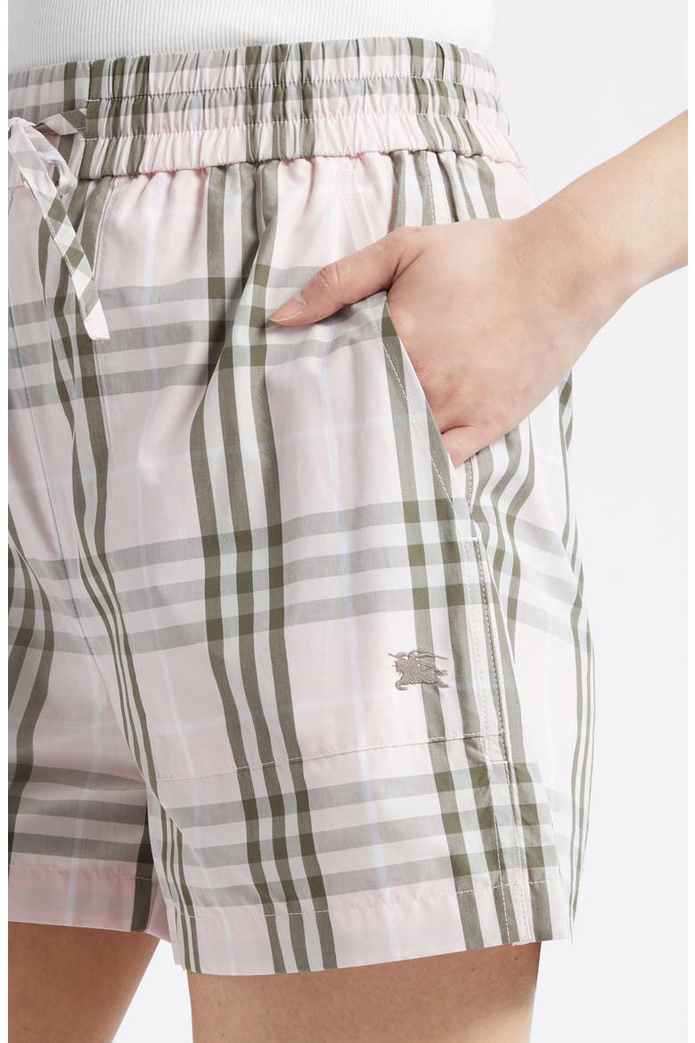 Evelyn Check Cotton Drawstring Shorts, Alternate, color, MALLOW PINK IP CHECK