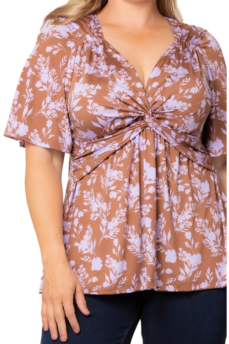 Abby Twist Front Top, Alternate, color, LAVENDER FLORALS