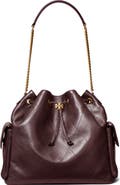 Tory Burch Large Charlie Quilted Leather Drawstring Shoulder Bag