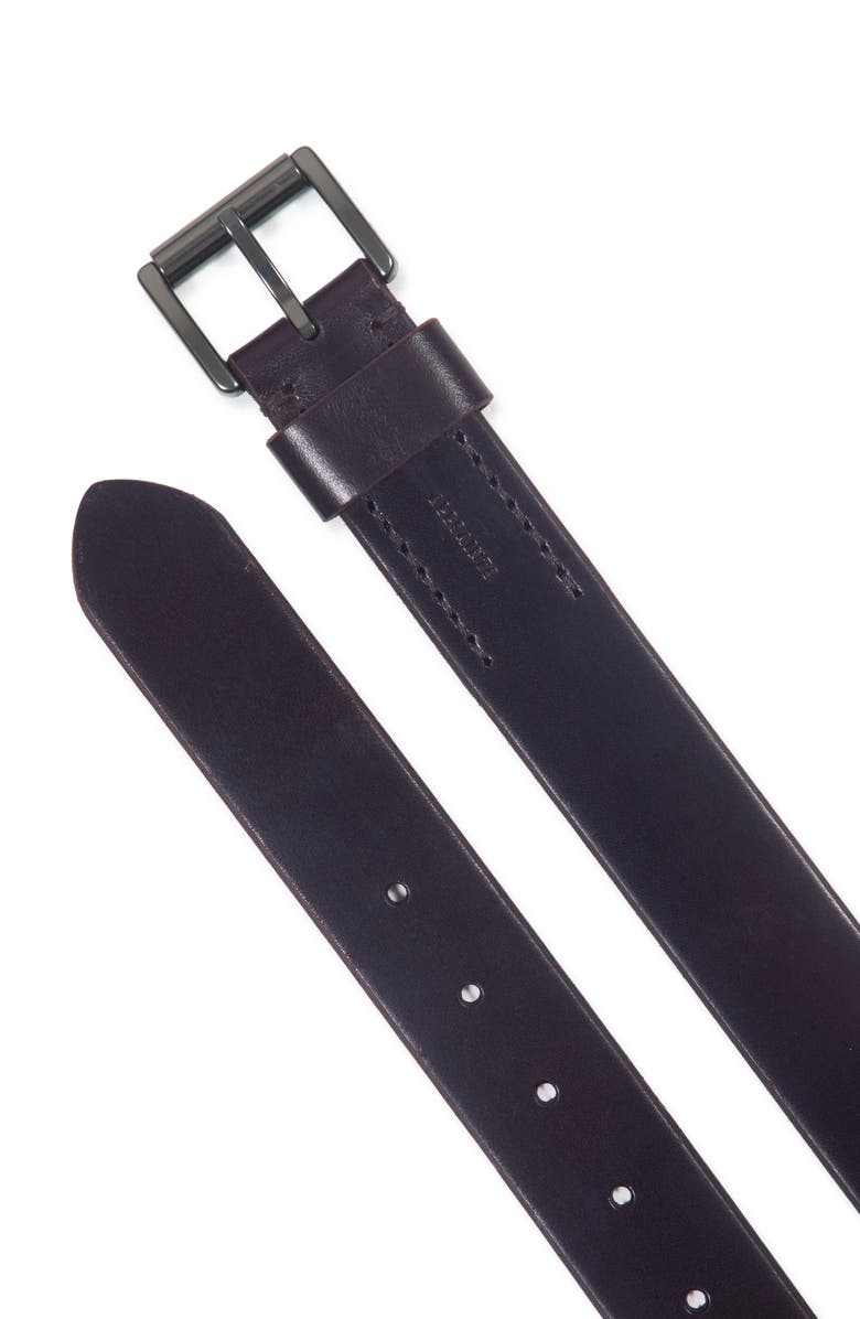 AllSaints Bevel Edge Leather Belt, Alternate, color, Dark Brown