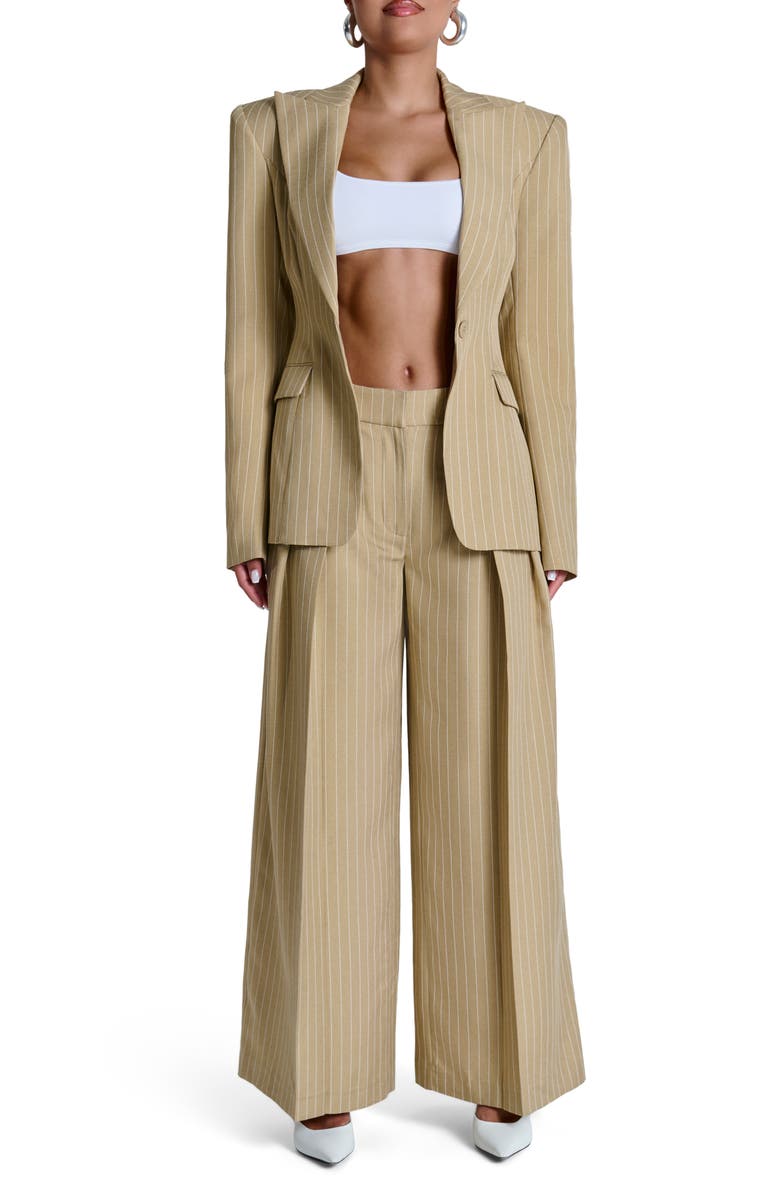 Naked Wardrobe Pinstripe Blazer, Alternate, color, Beige Pinstripe