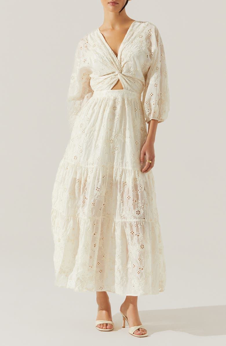 ASTR the Label Jesalyn Cutout Detail Eyelet Dress, Main, color,