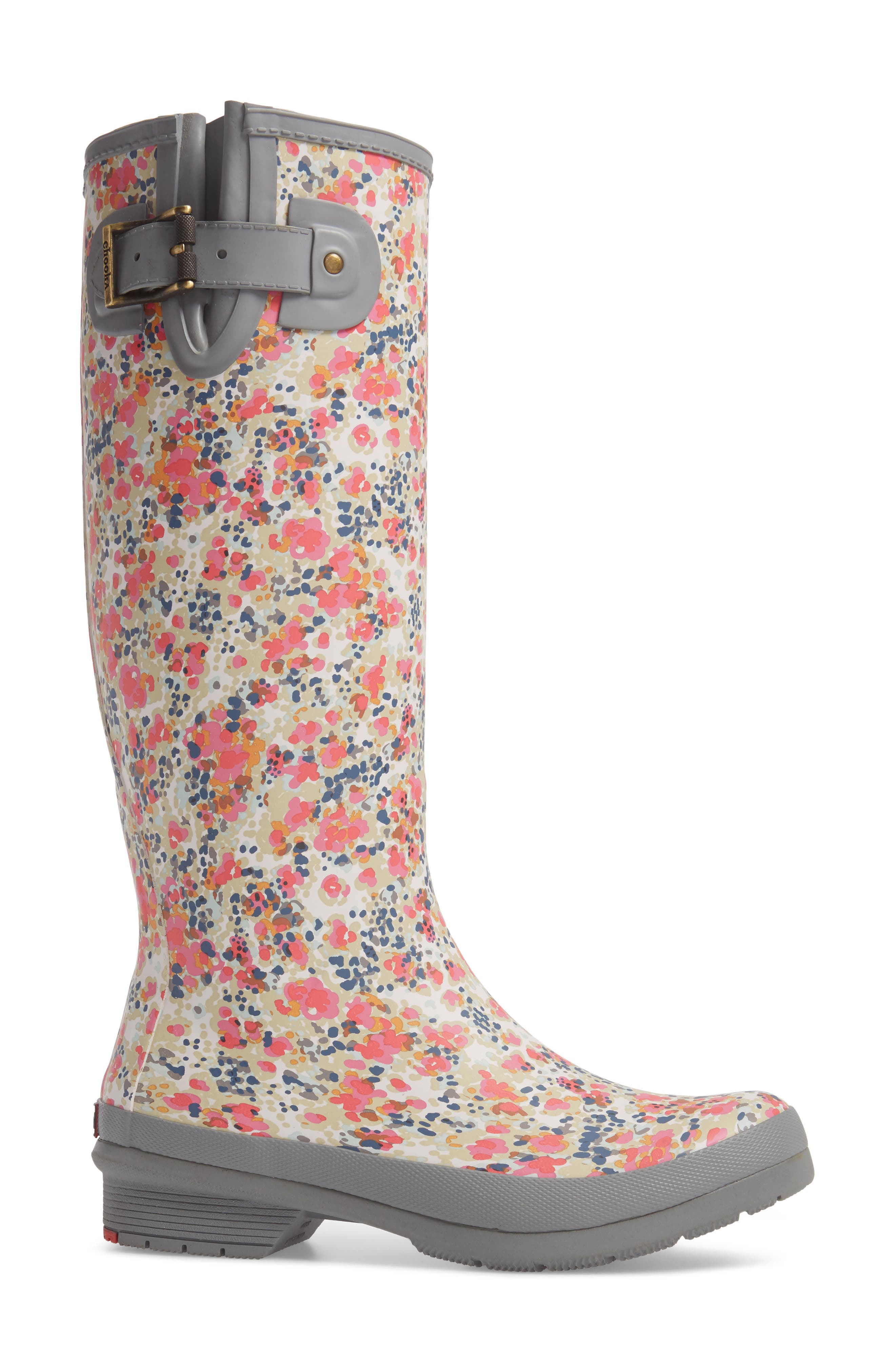 Chooka Julia Floral Waterproof Rain Boot, Alternate, color, 