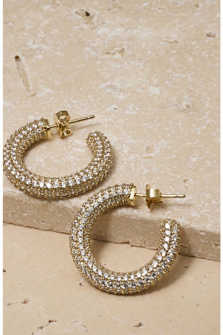 Alex Crystal Hoops, Alternate, color, Gold