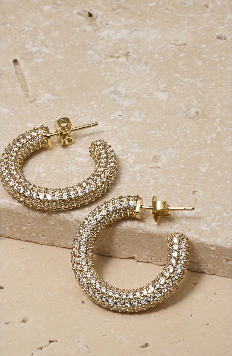 Untamed Petals Alex Crystal Hoops, Alternate, color, Gold