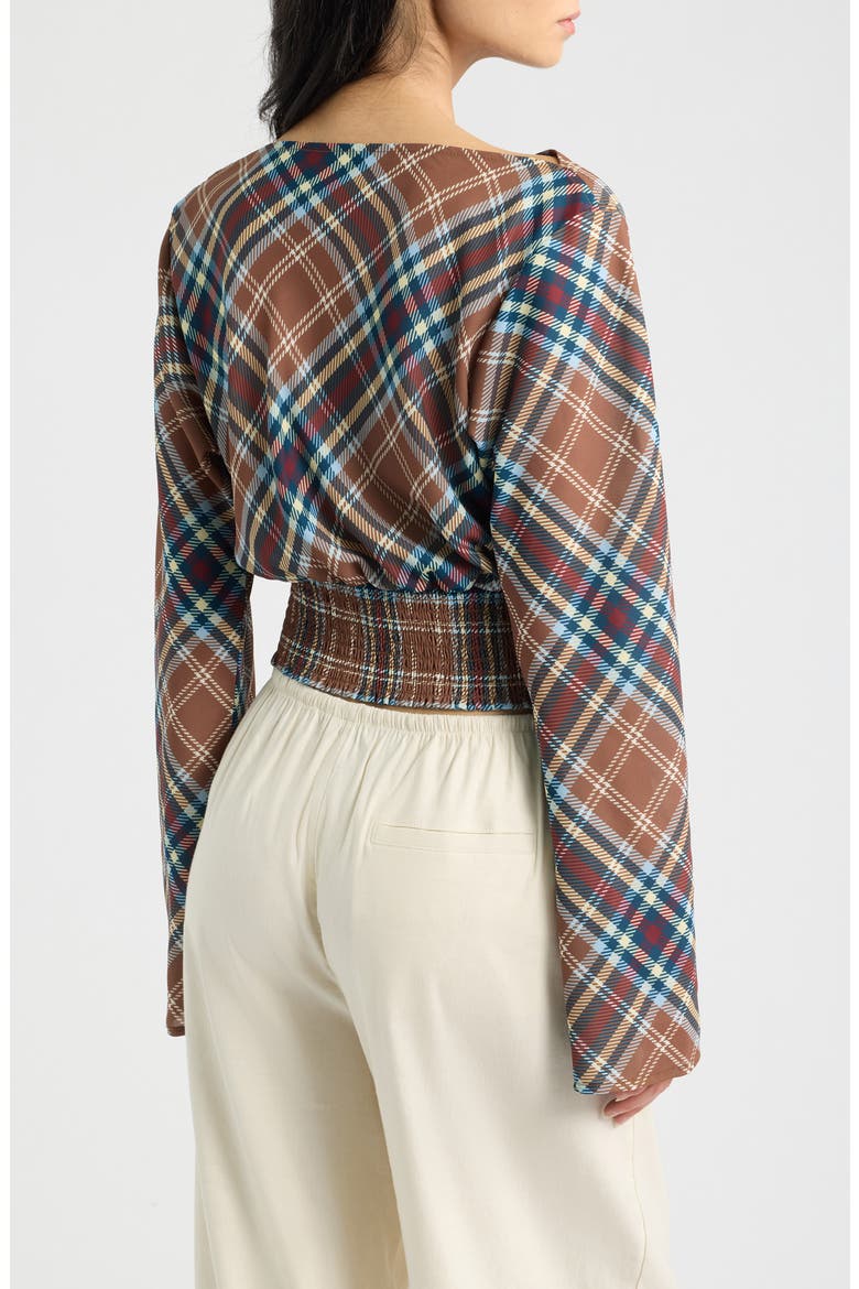 The Ace Plaid Long Sleeve Crop Top, Alternate, color, PLAID