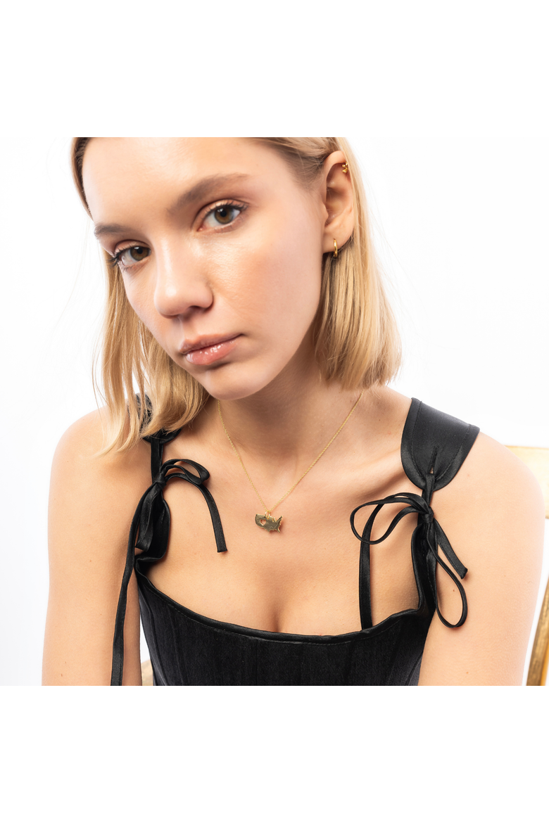 Love USA (America) Map Heart Necklace Sterling Silver, Alternate, color, Gold