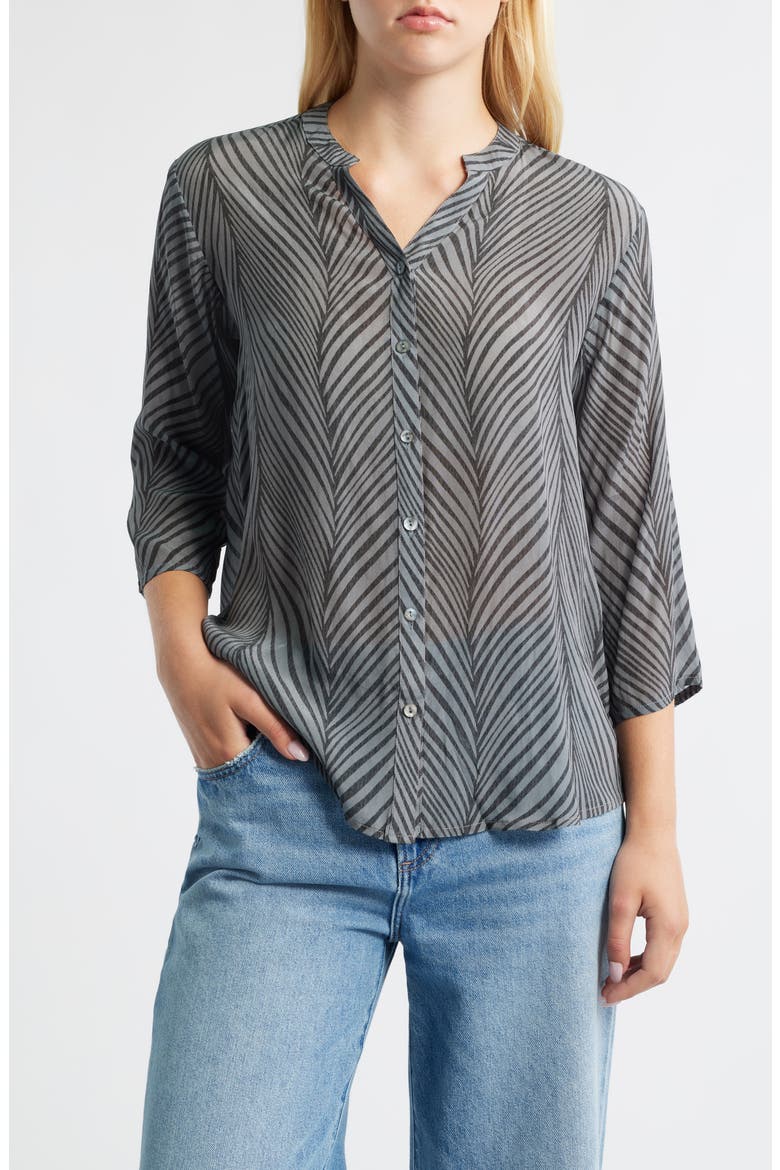 Abstract Print Button-Up Shirt, Main, color, DARK GREY MULTI