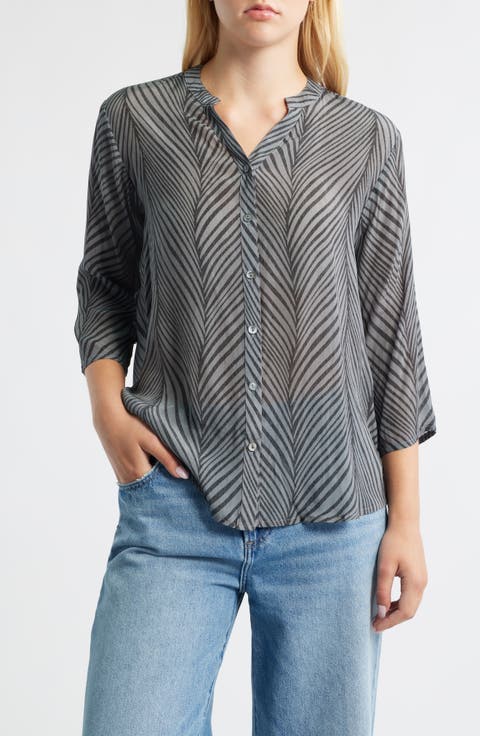 Abstract Print Button-Up Shirt