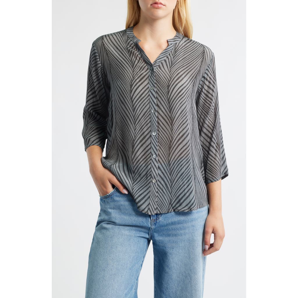 Apny Abstract Print Button-up Shirt In Gray