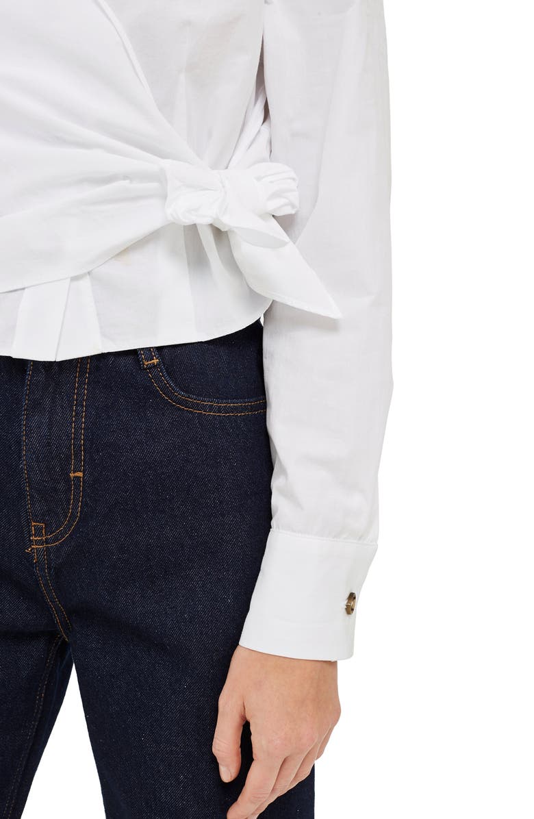 Topshop Poplin Wrap Shirt, Alternate, color, 