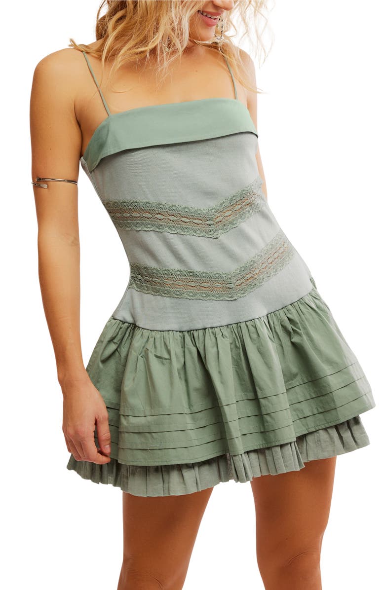 Free People Bliss Stretch Cotton Minidress, Alternate, color, Lily Pad