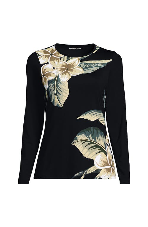 Lands' End Crew Neck Long Sleeve Rash Guard Upf 50 Sun Protection Swim Tee