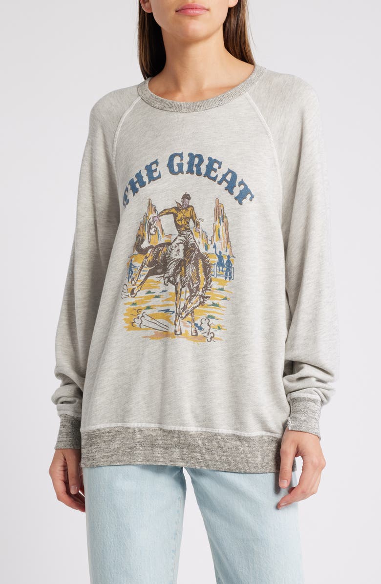 THE GREAT. The College Rodeo Cotton Graphic Sweatshirt, Main, color, 