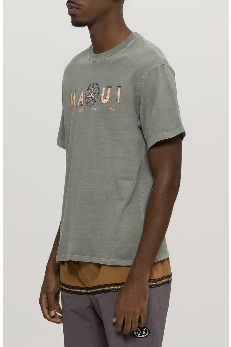 Compass Pigment Dyed Cotton Graphic T-Shirt, Alternate, color, GREY