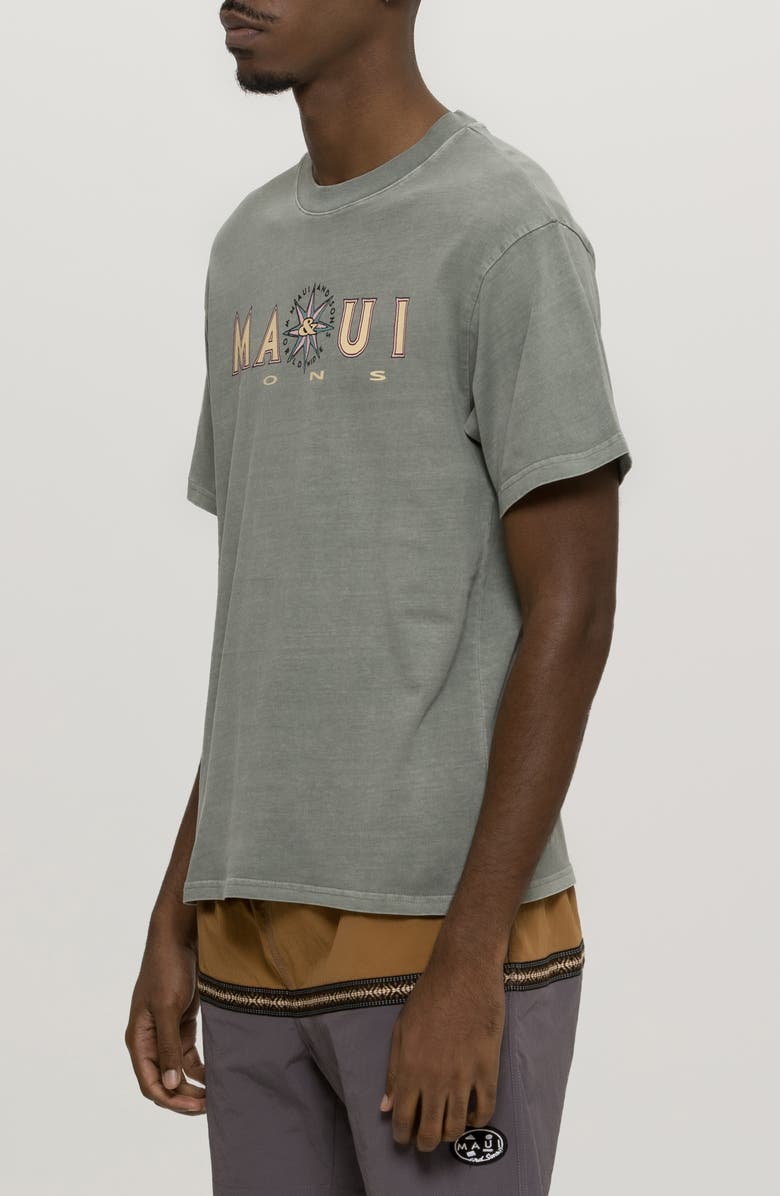 Maui & Sons Compass Pigment Dyed Cotton Graphic T-Shirt, Alternate, color, Grey