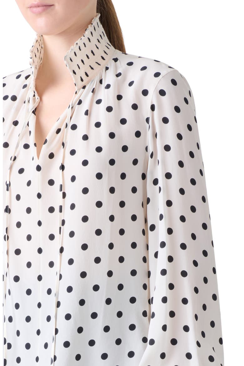 Boho Dot Print Silk Shirt, Alternate, color, CREAM-BLACK