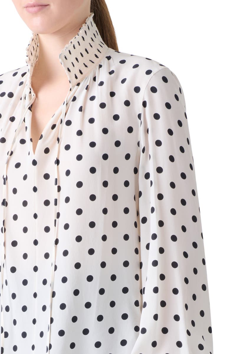 Akris punto Boho Dot Print Silk Shirt, Alternate, color, Cream-Black
