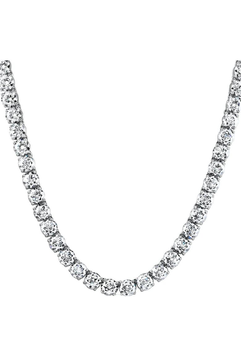 Certified 38.34Ct Natural Diamond 25.5" Tennis Necklace 14k Gold, Main, color, 14k White Gold