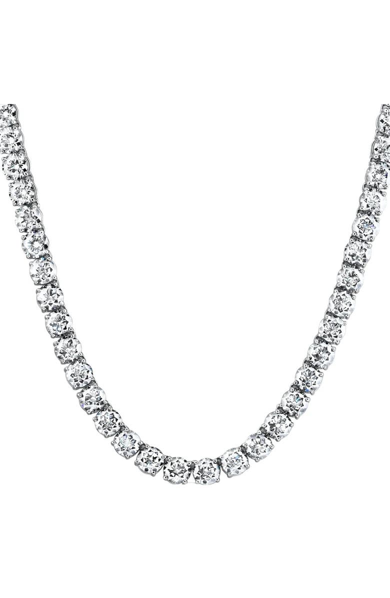 Bliss Diamond Certified 38.34Ct Natural Diamond 25.5" Tennis Necklace 14k Gold, Main, color, 14K White Gold