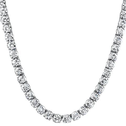 Certified 38.34Ct Natural Diamond 25.5" Tennis Necklace 14k Gold