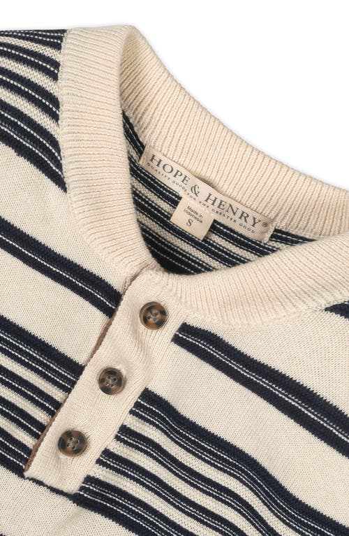 Hope & Henry Organic Long Sleeve Henley Pullover Sweater With Elbow Patches In Multi