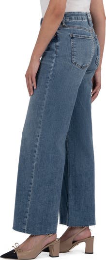 Meg Fab Ab High Waist Raw Hem Ankle Wide Leg Jeans