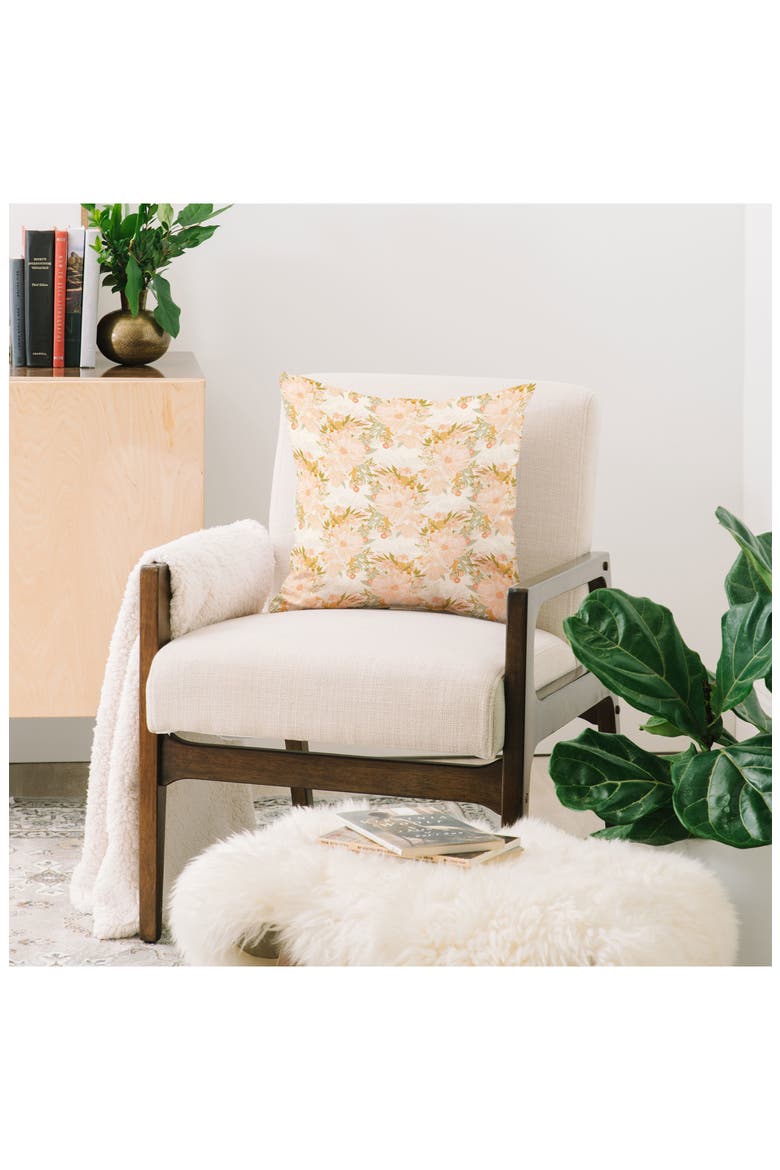 Floral Bloom Throw Pillow, Alternate, color, BEIGE