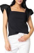 GIBSONLOOK Square Neck Flutter Sleeve Top