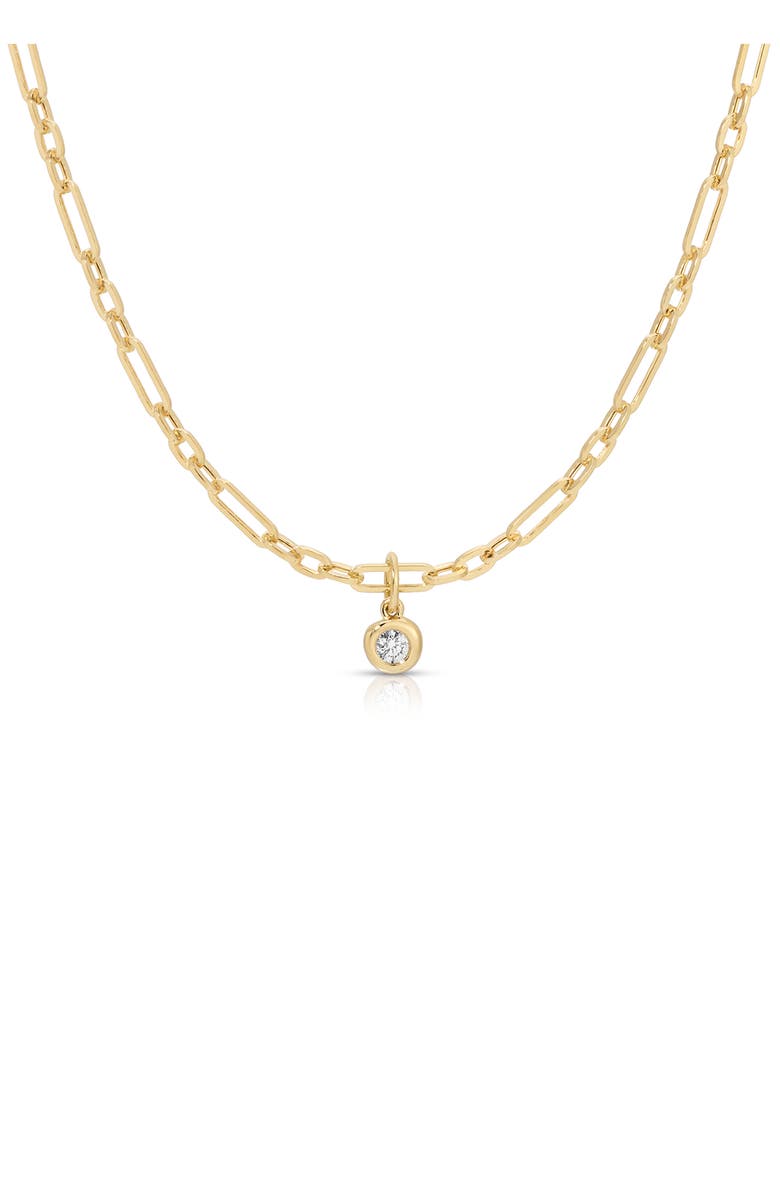 EF Collection Mini Pillow Set Diamond Pendant Necklace, Main, color, 14K Yellow Gold / Diamond
