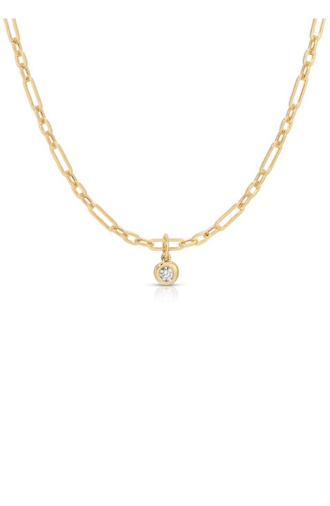 Mini Pillow Set Diamond Pendant Necklace