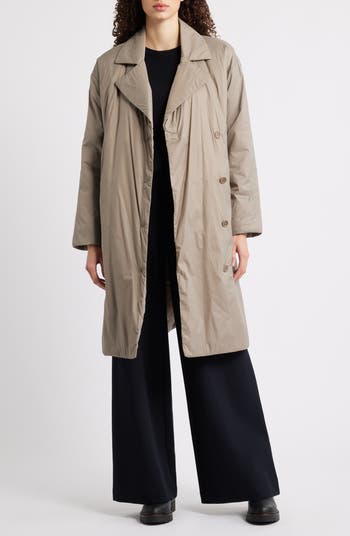 Eileen Fisher High Collar Padded Longline Coat | Nordstromrack